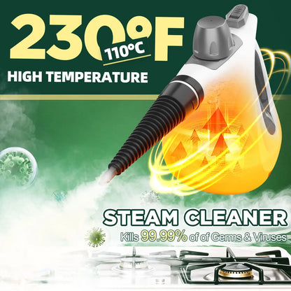 Pressurized Handheld Steam Cleaner Multi Surface Steamer with 12 Accessories for Home Kitchen Car