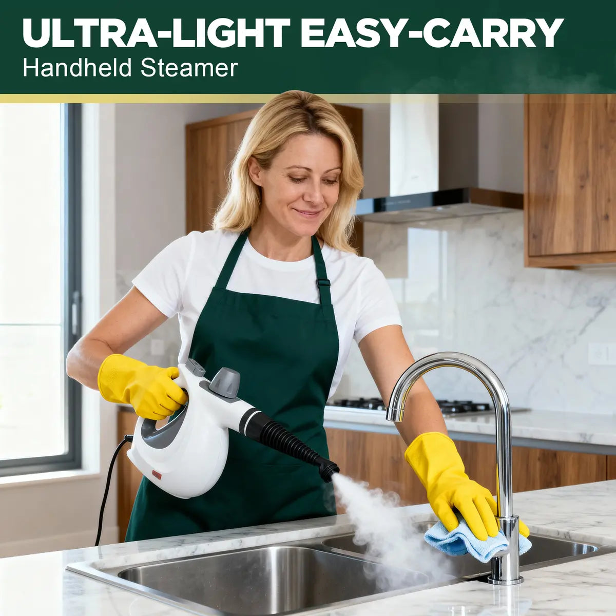 Pressurized Handheld Steam Cleaner Multi Surface Steamer with 12 Accessories for Home Kitchen Car