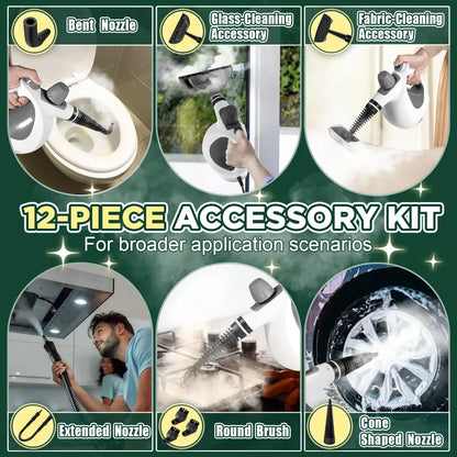 Pressurized Handheld Steam Cleaner Multi Surface Steamer with 12 Accessories for Home Kitchen Car