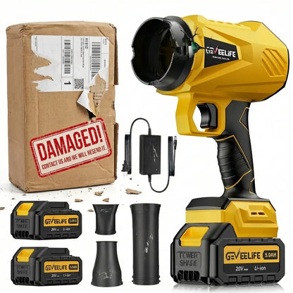 200W Cordless Leaf Blower – Turbo Jet Powerful Airflow, 3 Nozzles, 2 Batteries for Home & Garden Cleaning