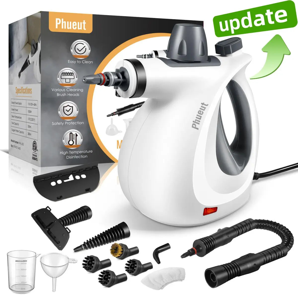 Pressurized Handheld Steam Cleaner Multi Surface Steamer with 12 Accessories for Home Kitchen Car