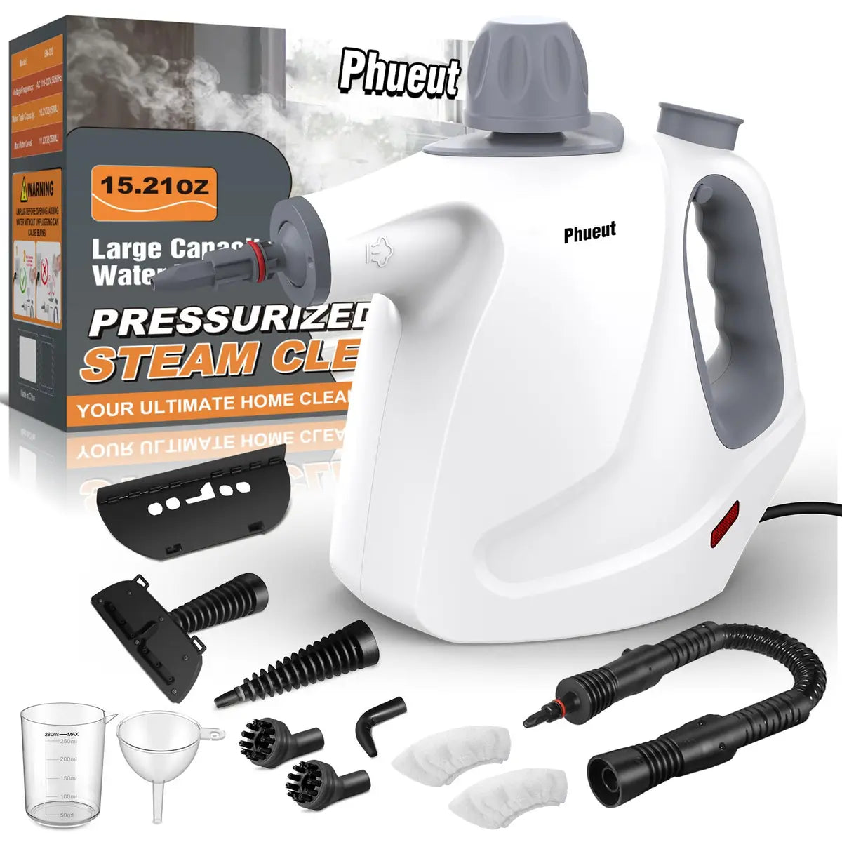 Pressurized Handheld Steam Cleaner Multi Surface Steamer with 12 Accessories for Home Kitchen Car